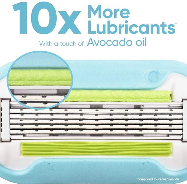 Alt view image 5 of 7 - Extra Smooth 4 count, plus Gillette Venus Extra Smooth Sensitive 2 count, 5-Bladed Women's Razor Blade Refills