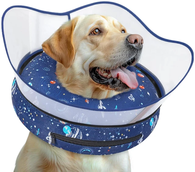 Main image of Elevated Inflatable Dog Cone Collar to Stop Licking, Dog Donut Collar After Surgery, Soft Pet Cone Alternative for Small Medium Large Dogs