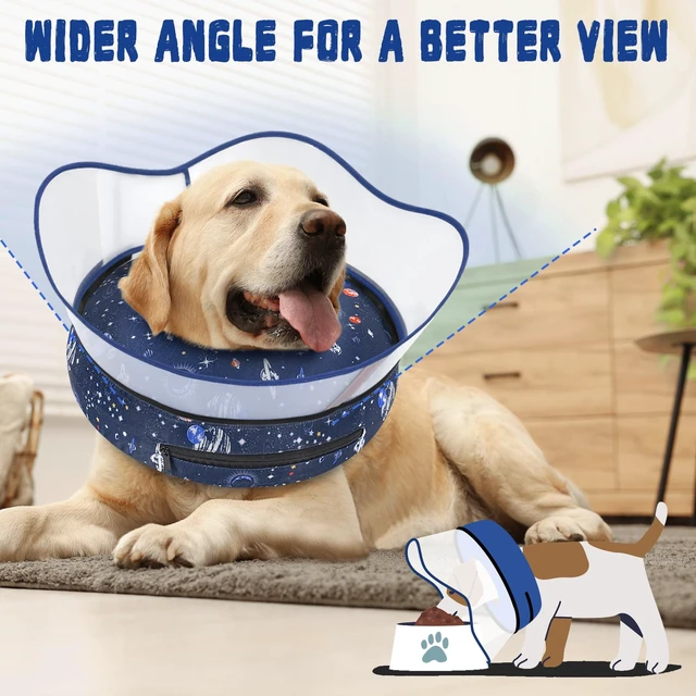 Alt view image 5 of 7 - Elevated Inflatable Dog Cone Collar to Stop Licking, Dog Donut Collar After Surgery, Soft Pet Cone Alternative for Small Medium Large Dogs
