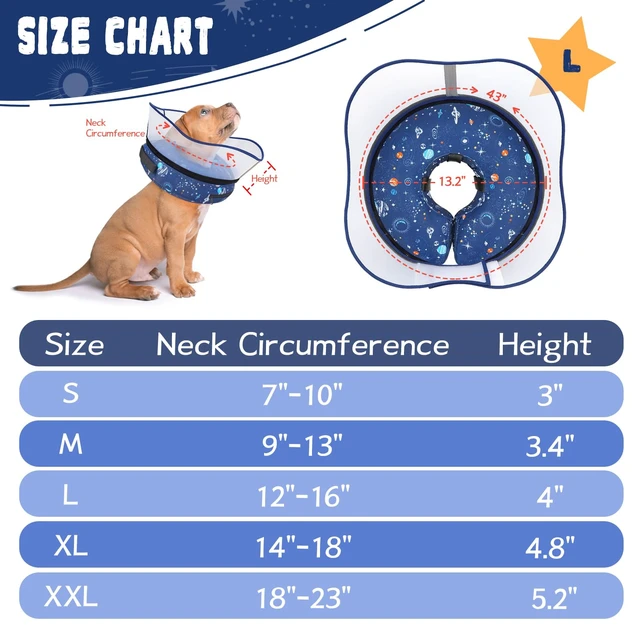 Alt view image 6 of 7 - Elevated Inflatable Dog Cone Collar to Stop Licking, Dog Donut Collar After Surgery, Soft Pet Cone Alternative for Small Medium Large Dogs