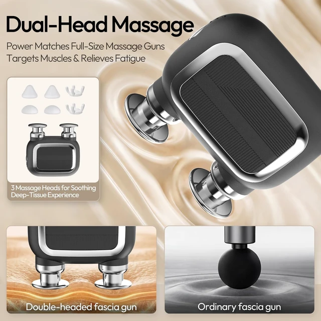 Alt view image 4 of 7 - Dual Head Mini Massage Gun, Portable Hand Held Massager with 3 Speeds for Travel & Muscle Comfort, High-Power Stable Motor for Deep Issues Massage for Leg, Arm and Back