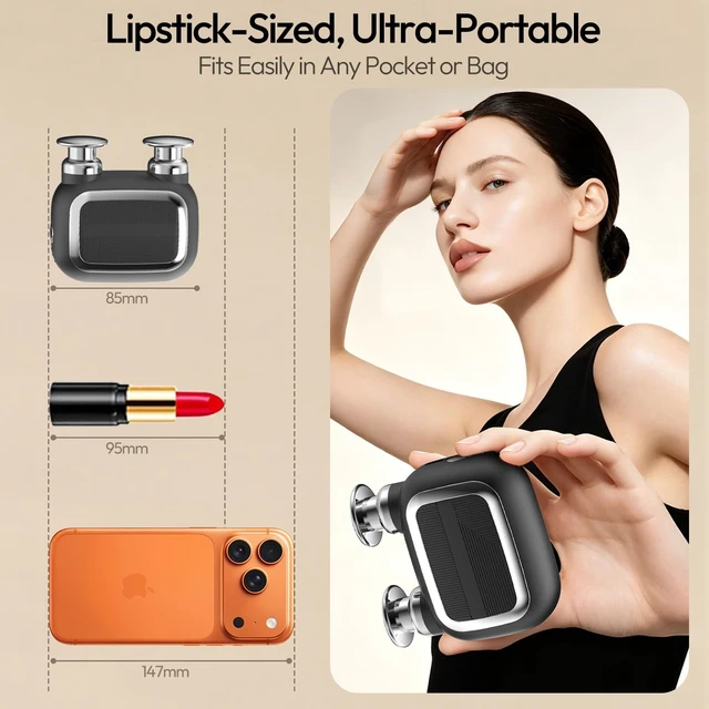 Alt view image 5 of 7 - Dual Head Mini Massage Gun, Portable Hand Held Massager with 3 Speeds for Travel & Muscle Comfort, High-Power Stable Motor for Deep Issues Massage for Leg, Arm and Back