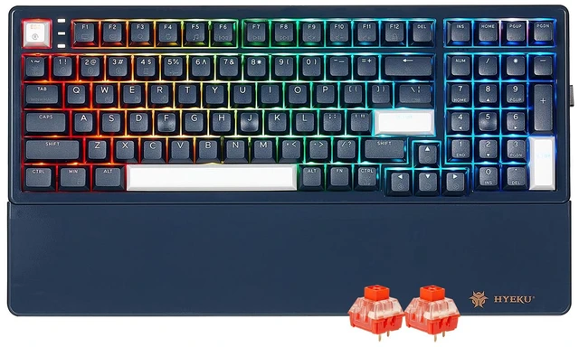 Main image of Wireless Mechanical Keyboard with Wrist Rest,Tri-Mode BT5.0/2.4GHz/USB-C Hot Swappable Custom Keyboard,Pre-lubed Linear Switches,RGB Backlit Computer Gaming Keyboards for PC/Tablet/PS/Xbox