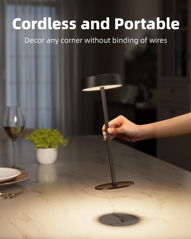 Alt view image 3 of 7 - Rechargeable Cordless Table Lamp 2 Pack, RGB & 360° Rotating Head | 3 Color Temperatures, Touch Dimmable, IP44 Water-Resistant, Battery Operated Light for Dining, Patio, Restaurant,