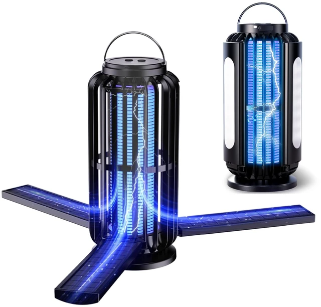 Main image of Bug Zapper Outdoor, Solar Bug Zapper with 3 Solar Panels, Bug Zapper Indoor for Indoor and Outdoor, 3600mAh Mosquito Killer for Backyard (1, Count, 1)