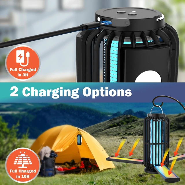 Alt view image 5 of 7 - Bug Zapper Outdoor, Solar Bug Zapper with 3 Solar Panels, Bug Zapper Indoor for Indoor and Outdoor, 3600mAh Mosquito Killer for Backyard (1, Count, 1)
