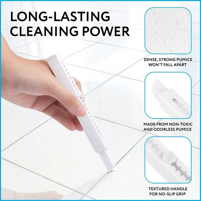 Alt view image 5 of 7 - 12 Pack Pumice Chisel Sticks - Secure Refillable Scouring Stick Handle - Thin Cleaning Stone for Tight Spaces - Pumice Stone Toilet Bowl Cleaner & Stovetop Cleaner - White & Red