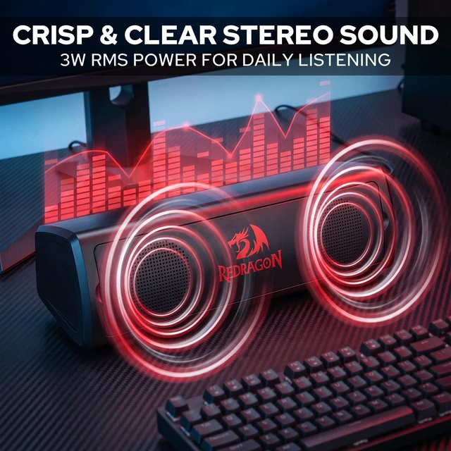 Alt view image 2 of 7 - GS531 Wired 2.0 Channel Sound Desktop Computer Speakers, Black | 3W PC Soundbar with Detachable Panel, Plug & Play USB Powered PC Gaming Speaker, Easy-Access Volume Control