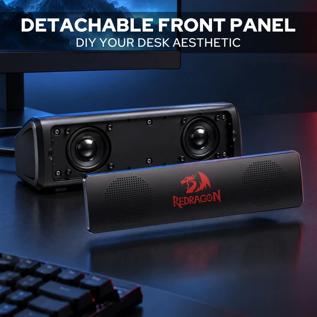 Alt view image 3 of 7 - GS531 Wired 2.0 Channel Sound Desktop Computer Speakers, Black | 3W PC Soundbar with Detachable Panel, Plug & Play USB Powered PC Gaming Speaker, Easy-Access Volume Control