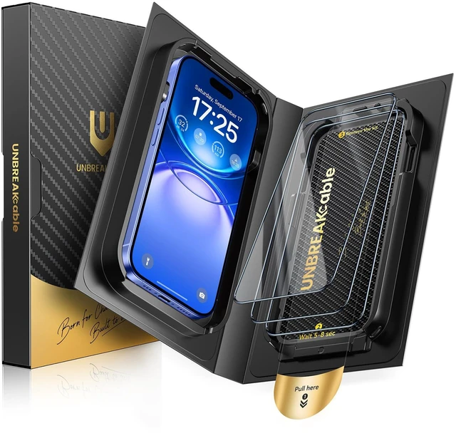 Main image of iPhone 16 Full-Coverage Screen Protector - 3 Pack | Quick-Install Box, Edge-to-Edge Coverage, 9H Hardness, Ultra HD Clarity, Daily Protection, Smooth Touch