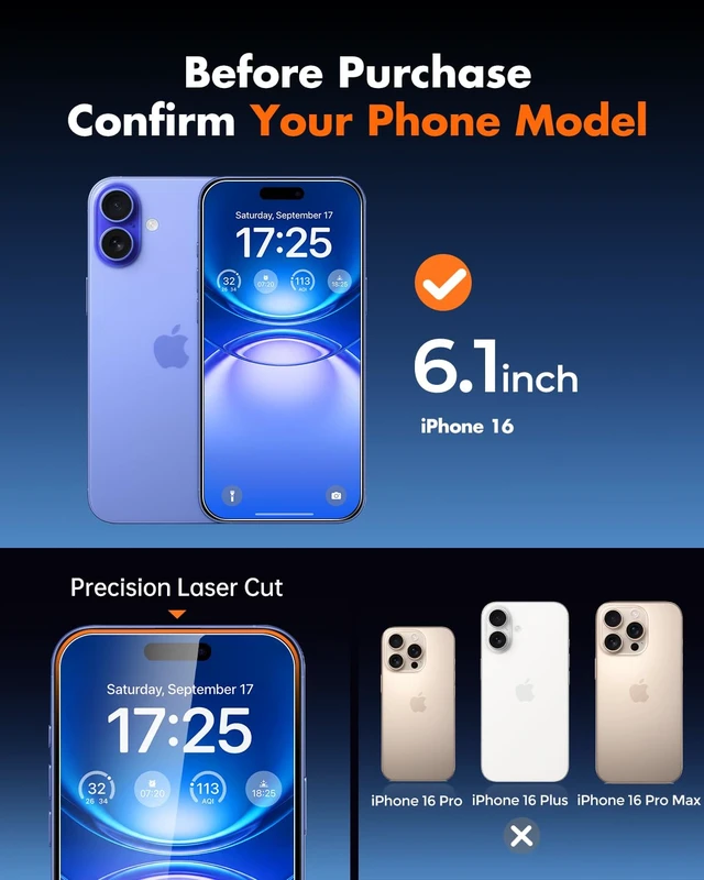 Alt view image 4 of 7 - iPhone 16 Full-Coverage Screen Protector - 3 Pack | Quick-Install Box, Edge-to-Edge Coverage, 9H Hardness, Ultra HD Clarity, Daily Protection, Smooth Touch