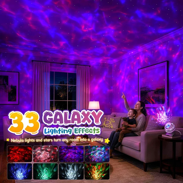 Alt view image 2 of 7 - Galaxy Projector Star Projector, Night Light for Kids Room Decor | 33 Lighting Effects, White Noise, Bluetooth Speaker, Sound Light Sync, 1H/2H Timer, Remote, Birthday Gift for Boys Girls