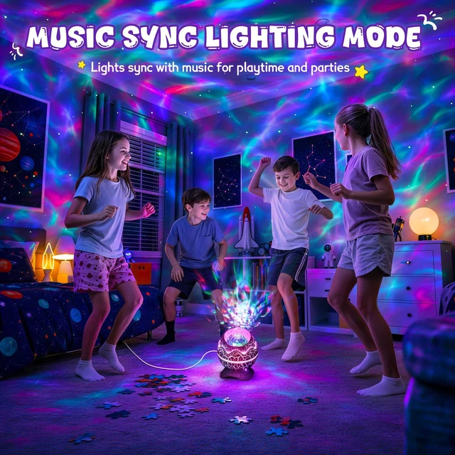 Alt view image 4 of 7 - Galaxy Projector Star Projector, Night Light for Kids Room Decor | 33 Lighting Effects, White Noise, Bluetooth Speaker, Sound Light Sync, 1H/2H Timer, Remote, Birthday Gift for Boys Girls