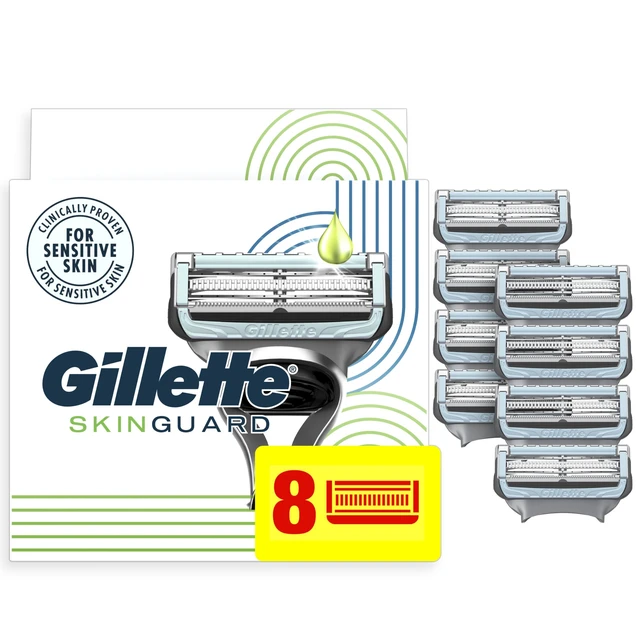 Main image of SkinGuard Razor Blade Refills for Men, 2 Blade Cartridge, SkinGuard for Sensitive Skin, Lubrication, Fits SkinGuard Razor Handles, 8 Count