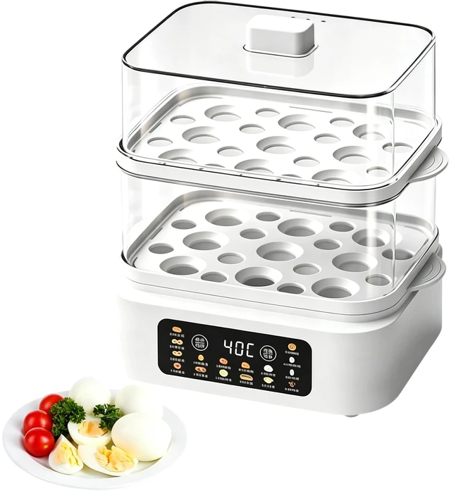 Main image of Rapid Egg Cooker, 18 Egg Capacity Electric Egg Poacher with Auto Shut-Off Timer, Cooks soft, medium, or hard-boiled eggs, for Poached Eggs & Vegetable Steamer, Single or Double Layer Use