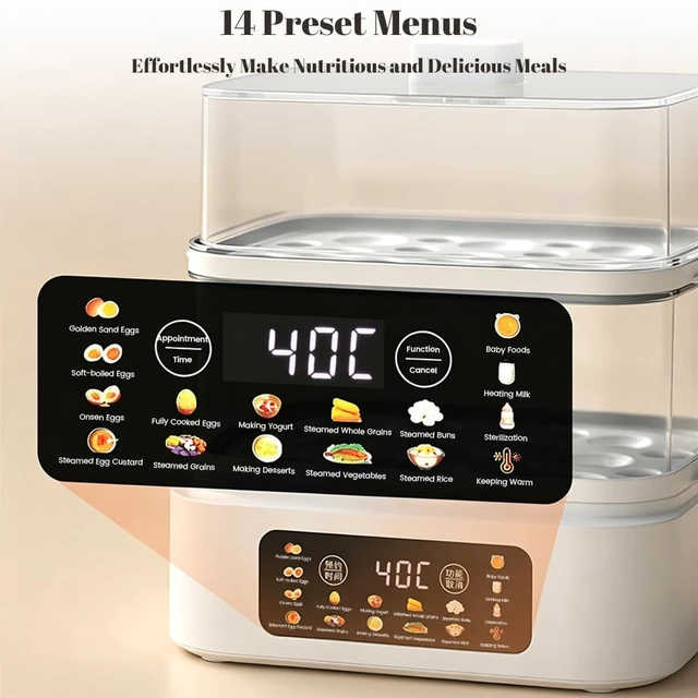 Alt view image 2 of 6 - Rapid Egg Cooker, 18 Egg Capacity Electric Egg Poacher with Auto Shut-Off Timer, Cooks soft, medium, or hard-boiled eggs, for Poached Eggs & Vegetable Steamer, Single or Double Layer Use