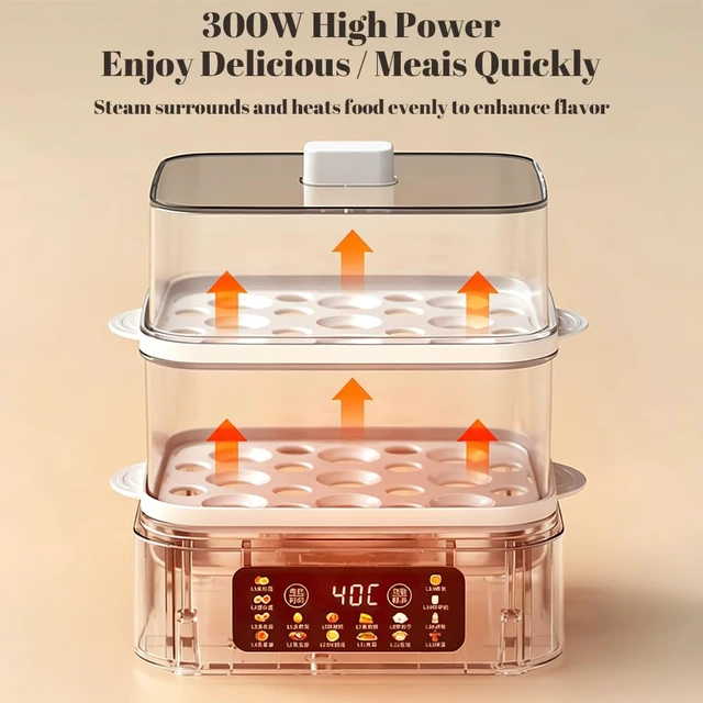Alt view image 3 of 6 - Rapid Egg Cooker, 18 Egg Capacity Electric Egg Poacher with Auto Shut-Off Timer, Cooks soft, medium, or hard-boiled eggs, for Poached Eggs & Vegetable Steamer, Single or Double Layer Use
