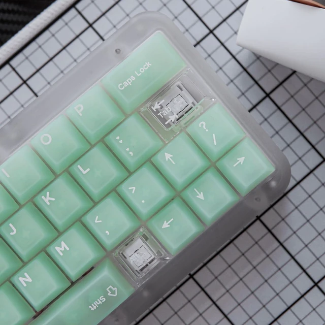 Alt view image 2 of 6 - Jade Green Fog Through Keyboard Keycap PC Pad Printing Magnetic Axis Customized Original Adaptation 61/75/87/98