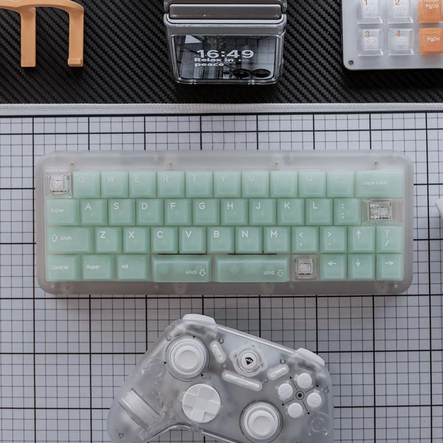 Alt view image 3 of 6 - Jade Green Fog Through Keyboard Keycap PC Pad Printing Magnetic Axis Customized Original Adaptation 61/75/87/98
