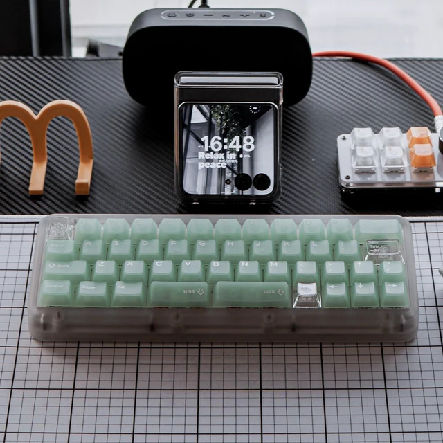 Alt view image 5 of 6 - Jade Green Fog Through Keyboard Keycap PC Pad Printing Magnetic Axis Customized Original Adaptation 61/75/87/98