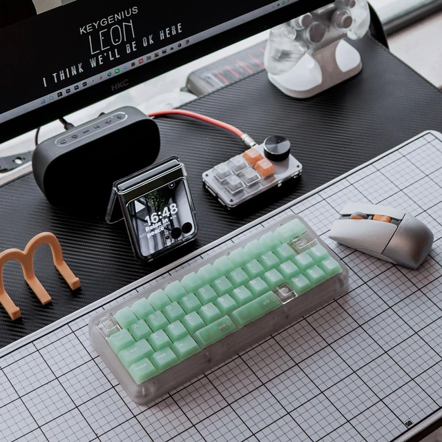 Alt view image 6 of 6 - Jade Green Fog Through Keyboard Keycap PC Pad Printing Magnetic Axis Customized Original Adaptation 61/75/87/98