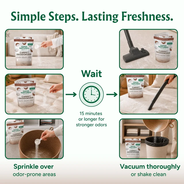 Alt view image 6 of 7 - Carpet Deodorizer & Air Freshener Powder, 31oz | Odor Eliminator & Moisture Absorber | Home, Pet Zones, Car Interior | Fabric, Shoes, Closet, Laundry | Mahogany Coconut Bliss