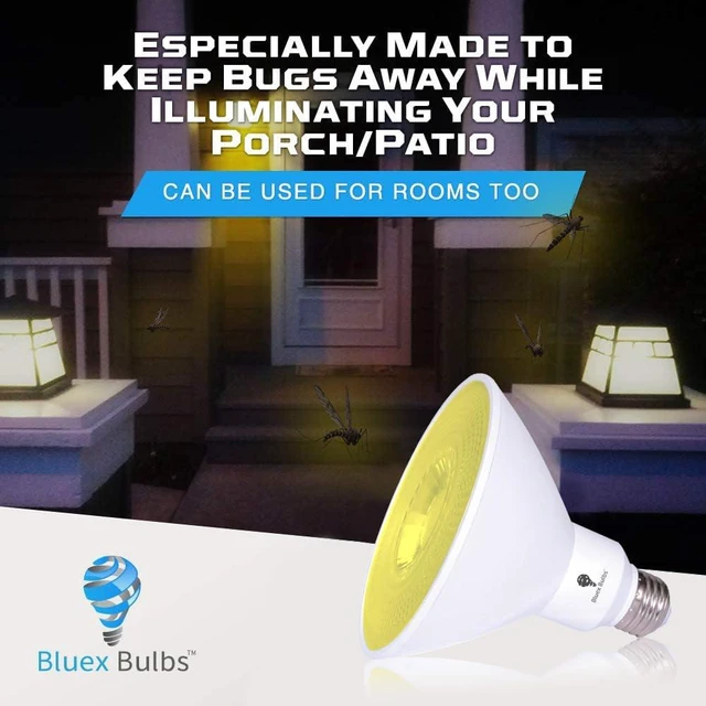 Alt view image 3 of 6 - 4 Pack PAR38 Amber Yellow LED Bug Light Bulb Outdoor LED Flood Light Bulb 17W 170 Watt Equivalent Dimmable Waterproof E26 Bug LED Yellow Light Bulbs Warm Bug-Free Lighting for Home Insect Repellent