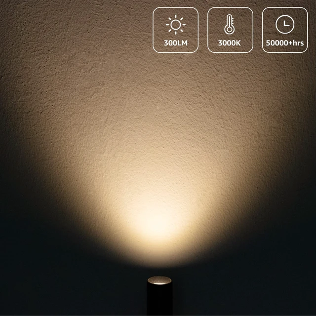 Alt view image 5 of 7 - 2 Pack 3W Plug in Spotlight Indoor 3000K LED Floor Uplighting Indoor | 120V Small Spot Lights, 5.9 FT Plug Cord with Foot Switch, Accent Lighting for Plants, Artworks, Corners