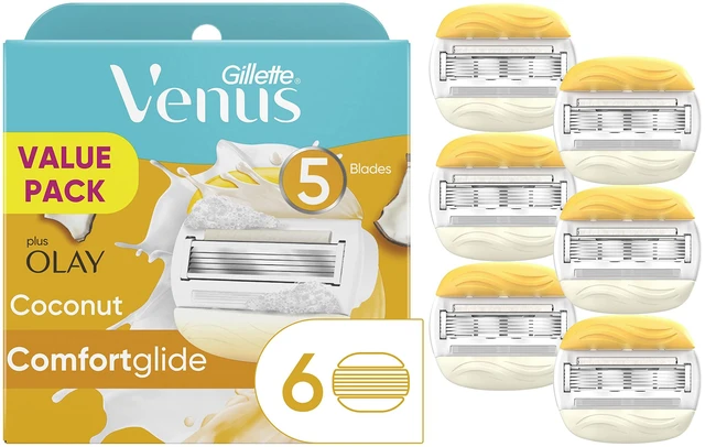 Main image of ComfortGlide Womens Razor Blade Refills, 6 Count, Infused with Olay Coconut Scent