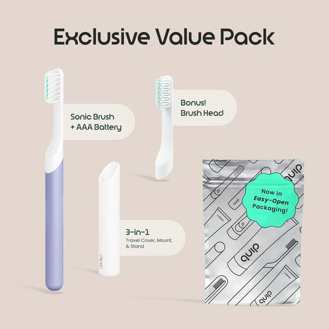 Alt view image 6 of 6 - Sonic Electric Toothbrush for Adults, Extra Brush Head, Lavender | Includes 2 Brush Heads and Travel Cover Mount, AAA Battery, 3 Month Battery Life, 2 Minute Timed Brushing, Travel Ready