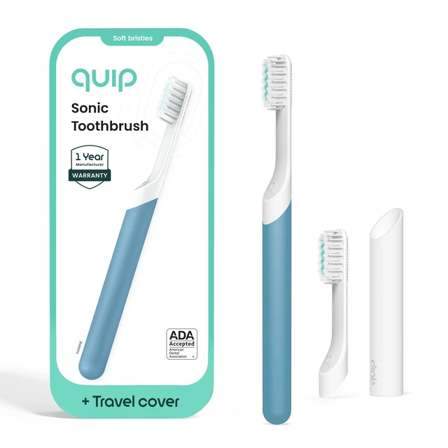 Main image of Sonic Electric Toothbrush for Adults, Extra Brush Head, Marine Blue | Includes 2 Brush Heads and Travel Cover Mount, AAA Battery, 3 Month Battery Life, 2 Minute Timed Brushing, Travel Ready