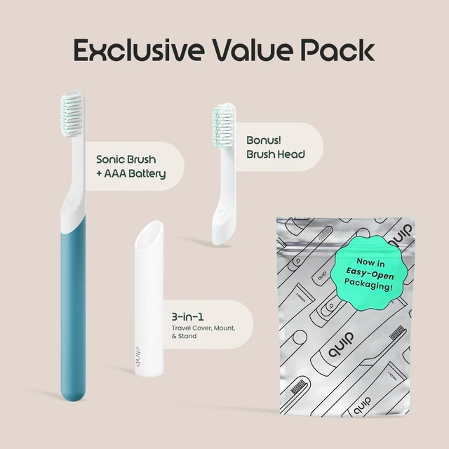Alt view image 6 of 6 - Sonic Electric Toothbrush for Adults, Extra Brush Head, Marine Blue | Includes 2 Brush Heads and Travel Cover Mount, AAA Battery, 3 Month Battery Life, 2 Minute Timed Brushing, Travel Ready