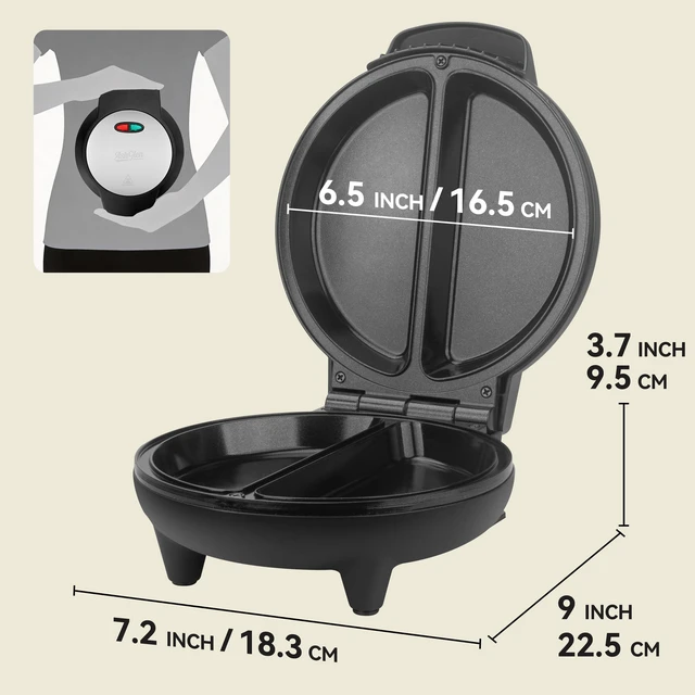 Alt view image 2 of 7 - Dual-zone Omelette Maker Electric, Omelette Pan for 2 Individual 6.5 Omelets & Egg Frittata, Ceramic Coating omlet maker electric Nonstick, Breakfast omelet Maker, Graphite
