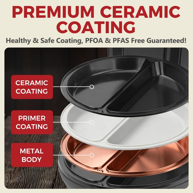Alt view image 4 of 7 - Dual-zone Omelette Maker Electric, Omelette Pan for 2 Individual 6.5 Omelets & Egg Frittata, Ceramic Coating omlet maker electric Nonstick, Breakfast omelet Maker, Graphite