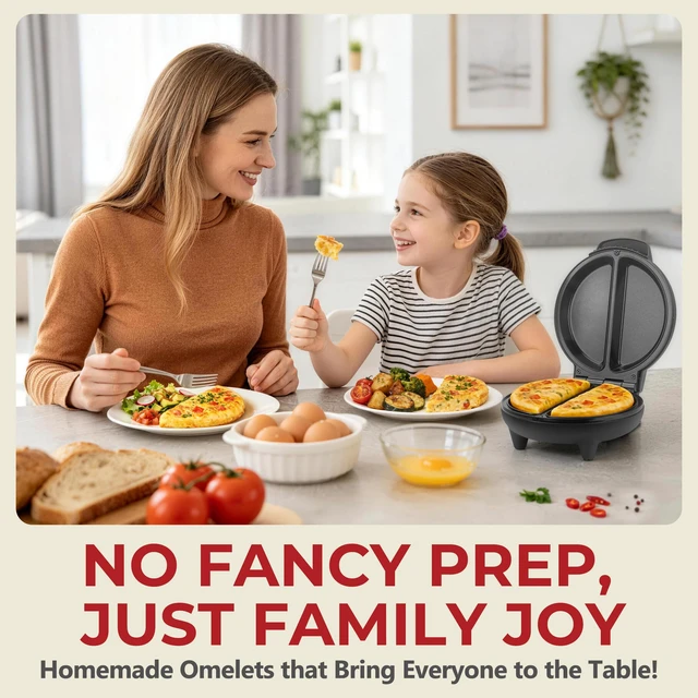 Alt view image 5 of 7 - Dual-zone Omelette Maker Electric, Omelette Pan for 2 Individual 6.5 Omelets & Egg Frittata, Ceramic Coating omlet maker electric Nonstick, Breakfast omelet Maker, Graphite