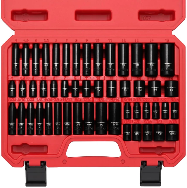 Main image of 1/4 Inch Drive Master Impact Socket Set, 50-Piece, 6-Point, SAE/Metric, 5/32 Inch - 9/16 Inch, 4mm - 15mm, Standard/Deep,CR-V