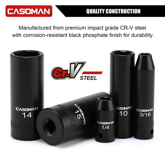 Alt view image 3 of 7 - 1/4 Inch Drive Master Impact Socket Set, 50-Piece, 6-Point, SAE/Metric, 5/32 Inch - 9/16 Inch, 4mm - 15mm, Standard/Deep,CR-V