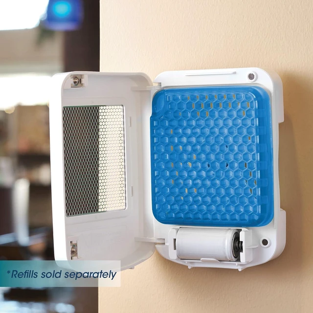 Alt view image 2 of 6 - ourfresh 2 Air Freshener Replace Metered Aerosol with Dry Fragrance 30 Day Use Medium Sized Spaces Light Activated Battery Operated Refill Reminder White Dispenser 1 pk