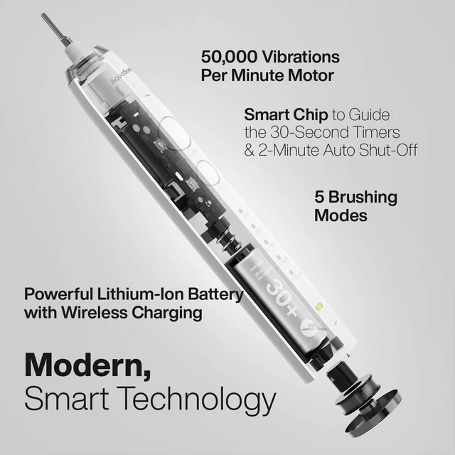 Alt view image 2 of 7 - Vibe Series PRO Ultra-Whitening Electric Toothbrush 5 Modes & Smart Timers Premium Travel Case & 6 Proflex Brush Heads ADA Accepted Toothbrush (Optic White)