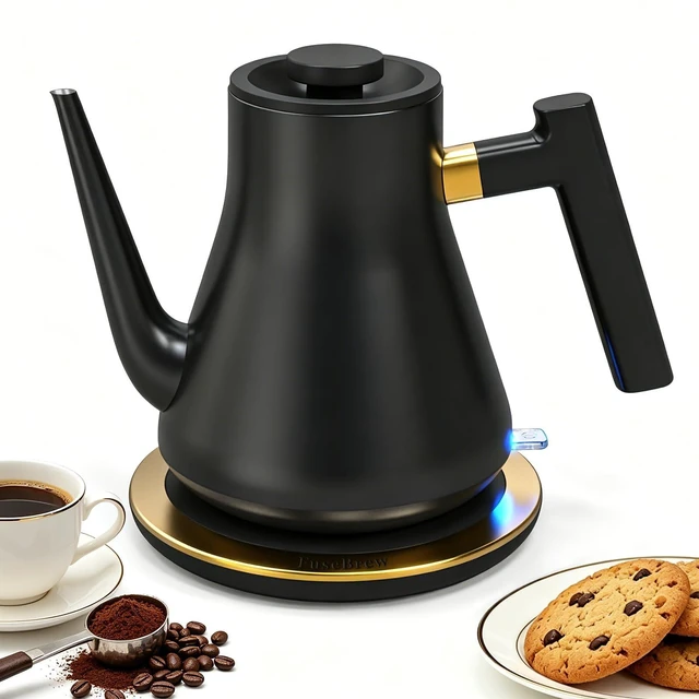 Main image of Gooseneck Electric Kettle 1000W | Pour Over Coffee Kettle with Steady Flow Spout & Balanced Handle, 0.8L Matte Black Tea Kettle for Home Barista Espresso Station Countertop- Black