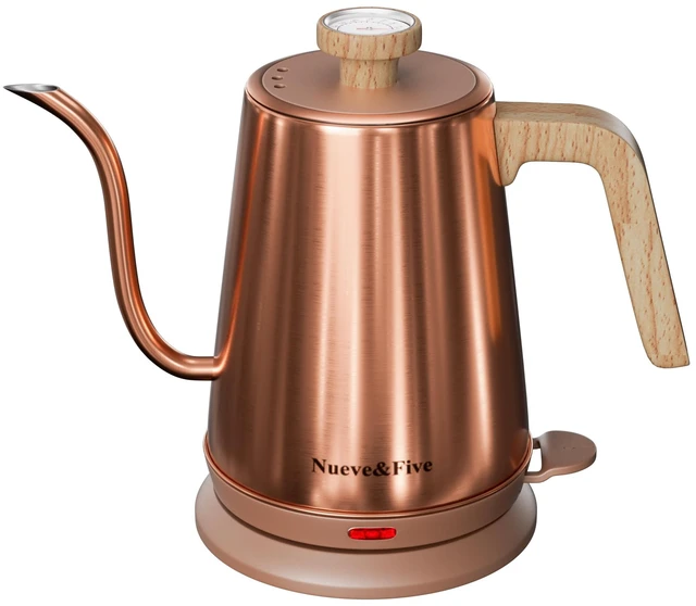 Main image of Electric Gooseneck Kettle with Thermometer, 1.0L Pour Over Hot Water Kettle for Coffee and Tea, 1000W, Auto Shutoff, Boil-Dry Protection,Copper