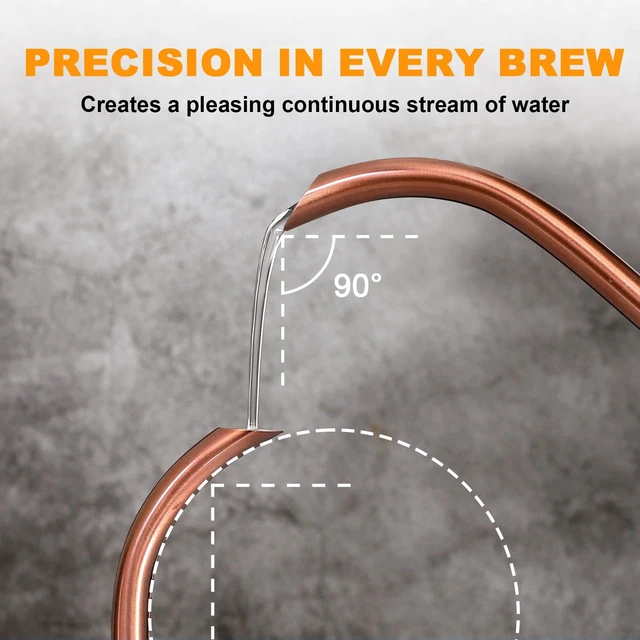 Alt view image 3 of 7 - Electric Gooseneck Kettle with Thermometer, 1.0L Pour Over Hot Water Kettle for Coffee and Tea, 1000W, Auto Shutoff, Boil-Dry Protection,Copper