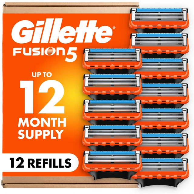 Main image of Fusion5 Mens Razor Blade Refills, 12 Count, Lubrastrip for a More Comfortable Shave