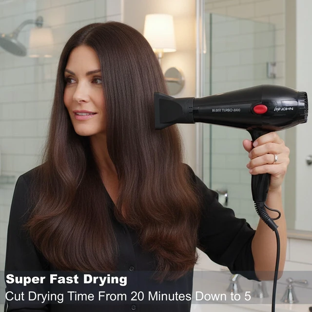 Alt view image 2 of 6 - Hair Blow Dryer,Professional Salon Ionic 2200W,Blast Turbo 6900,Black | Salon Look Everyday | Fast Drying | More Shiny Less Frizz | 12 Month Warranty