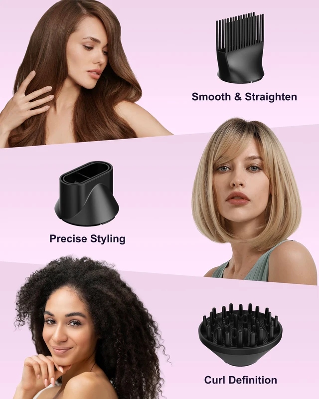 Alt view image 5 of 7 - Hair Dryer Blow Dryer with Diffuser, Plasma Ion Hairdryer with Comb | Plasma Hair Care, Strong Airflow, Frizz Control, Overheat Protection, Quiet Drying, Foldable Design, 6.5 Ft Cord