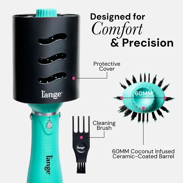 Alt view image 6 of 7 - VolumeBoost 60mm 2-in-1 Ceramic Volumizing Brush Dryer | Fast Drying & Styling for Frizz-Free, Voluminous Blowouts | Ceramic-Coated Barrel (Blue)