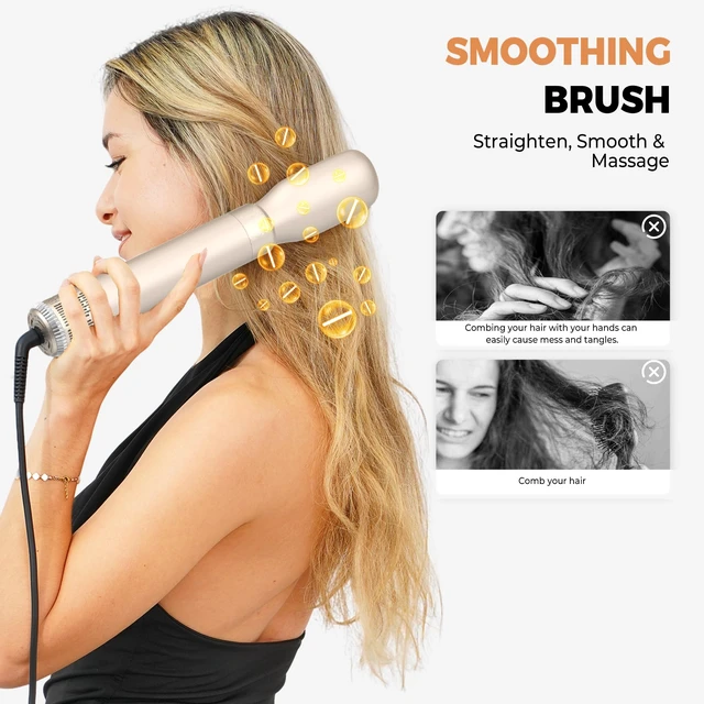 Alt view image 4 of 7 - 5-in-1 Blow Dryer Brush, Hot Air Styler with Auto-Wrap Curlers | Dry, smooth, volumize and curl with 5 attachments, 3 heat settings, 700W power and 360° swivel cord; 110-120V.