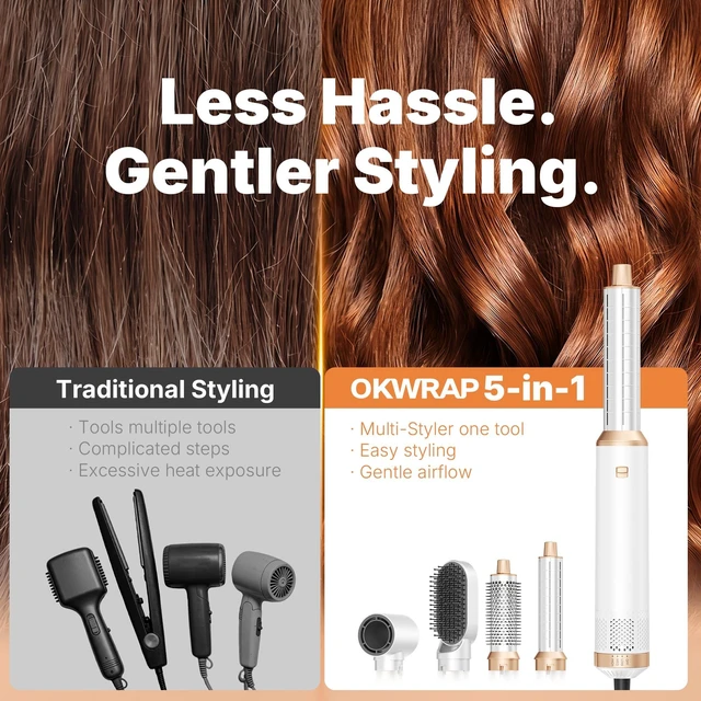 Alt view image 6 of 7 - 5 in 1 Blow Dryer Brush, Upgrade Hair Dryer Brush Set Multifunctional | Air Styler Curling Wrap Air Curler, Hot Air Brush Curling Iron Hair Styling Tools As A Gift for Straight/Curl/Dry/Smooth