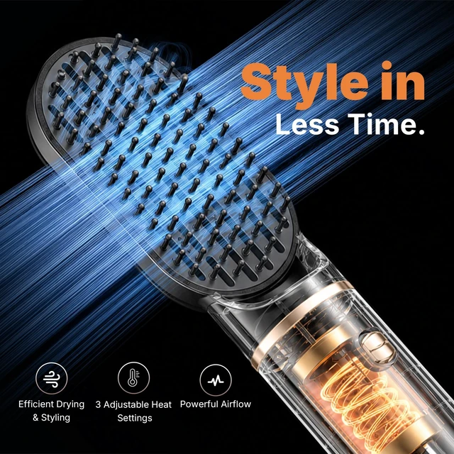 Alt view image 7 of 7 - 5 in 1 Blow Dryer Brush, Upgrade Hair Dryer Brush Set Multifunctional | Air Styler Curling Wrap Air Curler, Hot Air Brush Curling Iron Hair Styling Tools As A Gift for Straight/Curl/Dry/Smooth
