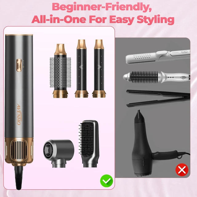 Alt view image 3 of 7 - 5-in-1 Hot Air Styler, Hair Dryer Brush with Auto-Wrap Curlers | Multi Hair Styling Tool with 3 Heat Settings, Curling Barrels and Straightening Comb for Drying, Curling and Straightening.